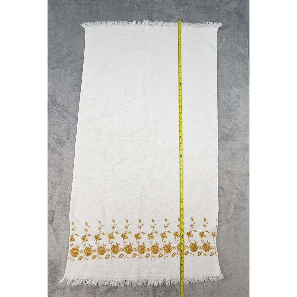 Vintage Dundee Rose Gold Embroidered Towel Set 1 Bath 1‎ Hand 2 Washcloths USA